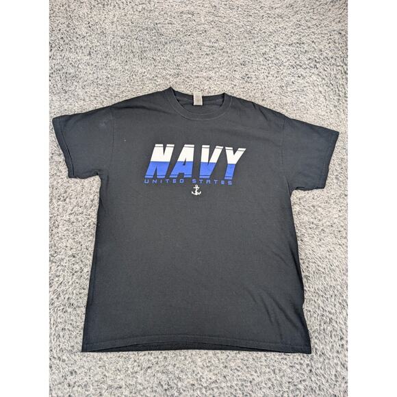 US Navy Shirt Men Large Black Casual Graphic Military Lounge US Short Sleeve Tee - Picture 1 of 6